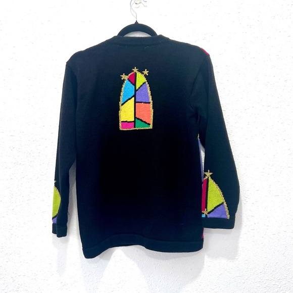 Storybook Knits Black and Red Jacket Bold Geometric Design small - Picture 9 of 10